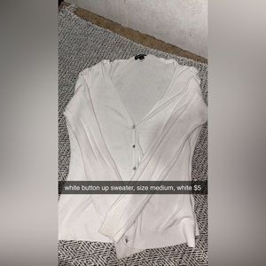 white button up sweater